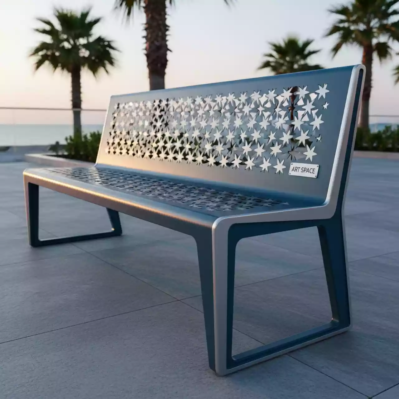 Аренда Скамейка металлическая садовая Star в пляжном комплексе VinoGrad — ART SPACE