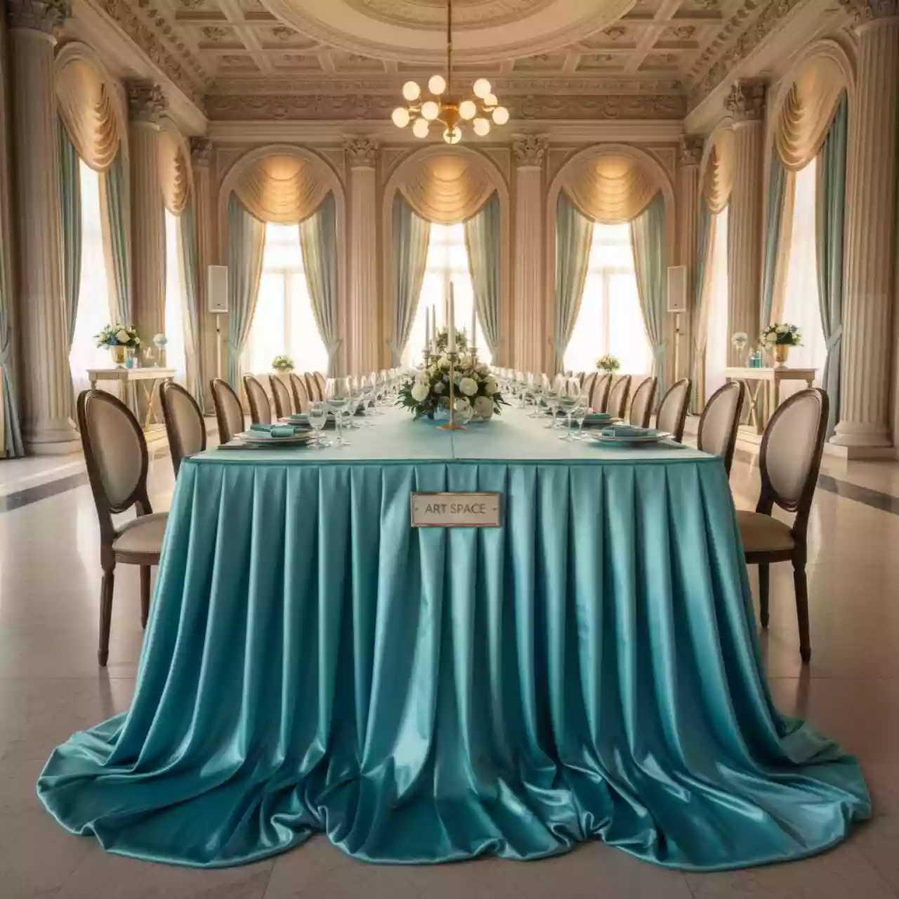 Аренда Скатерть атласная бирюзовая в Rodina Grand Hotel & SPA — ART SPACE