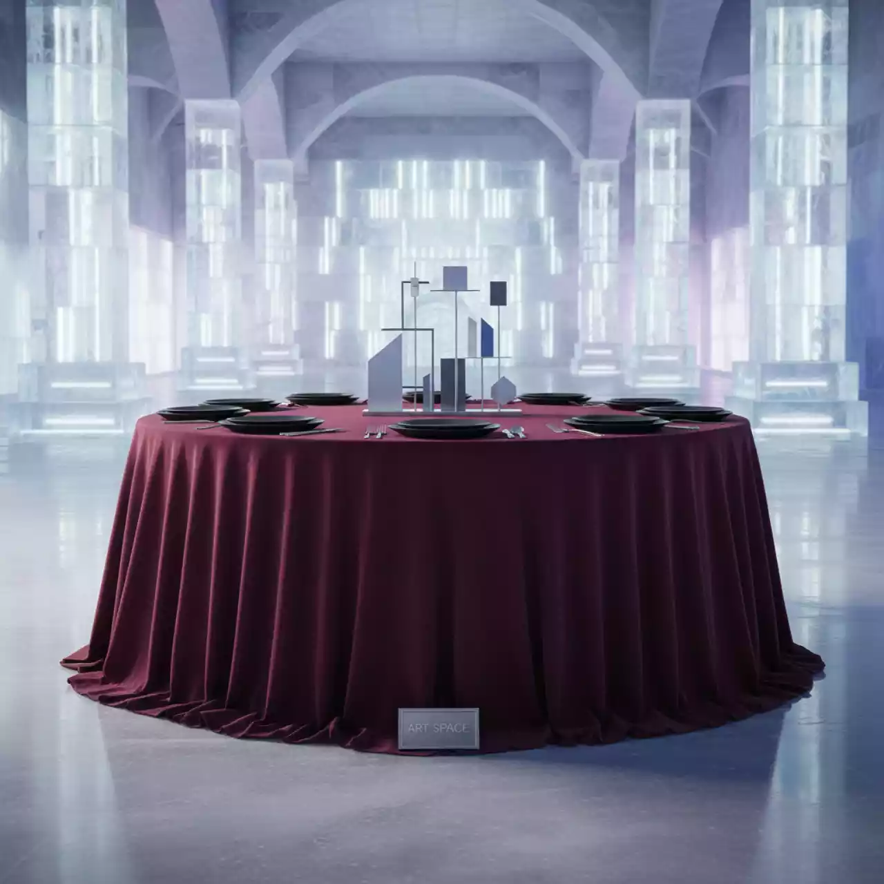 Аренда Скатерть бархат бордовая в ледовом дворце «Большой» — ART SPACE