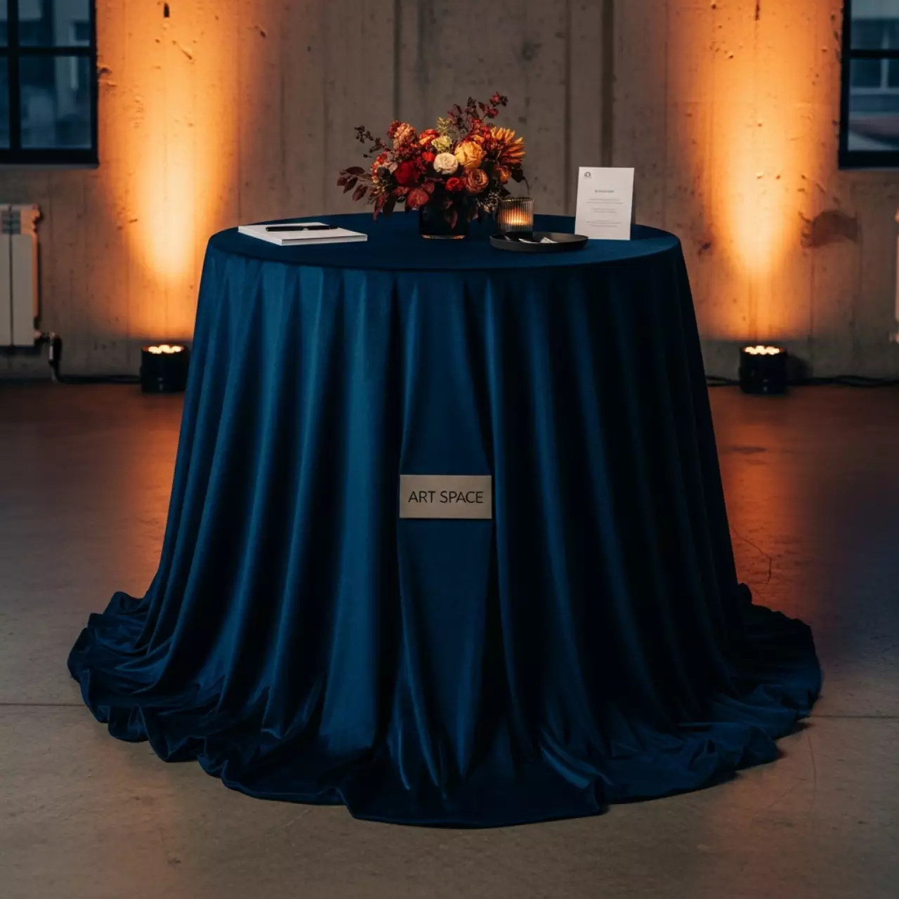 Аренда Скатерть бархат синяя 120 см на вилле «Анна» — ART SPACE