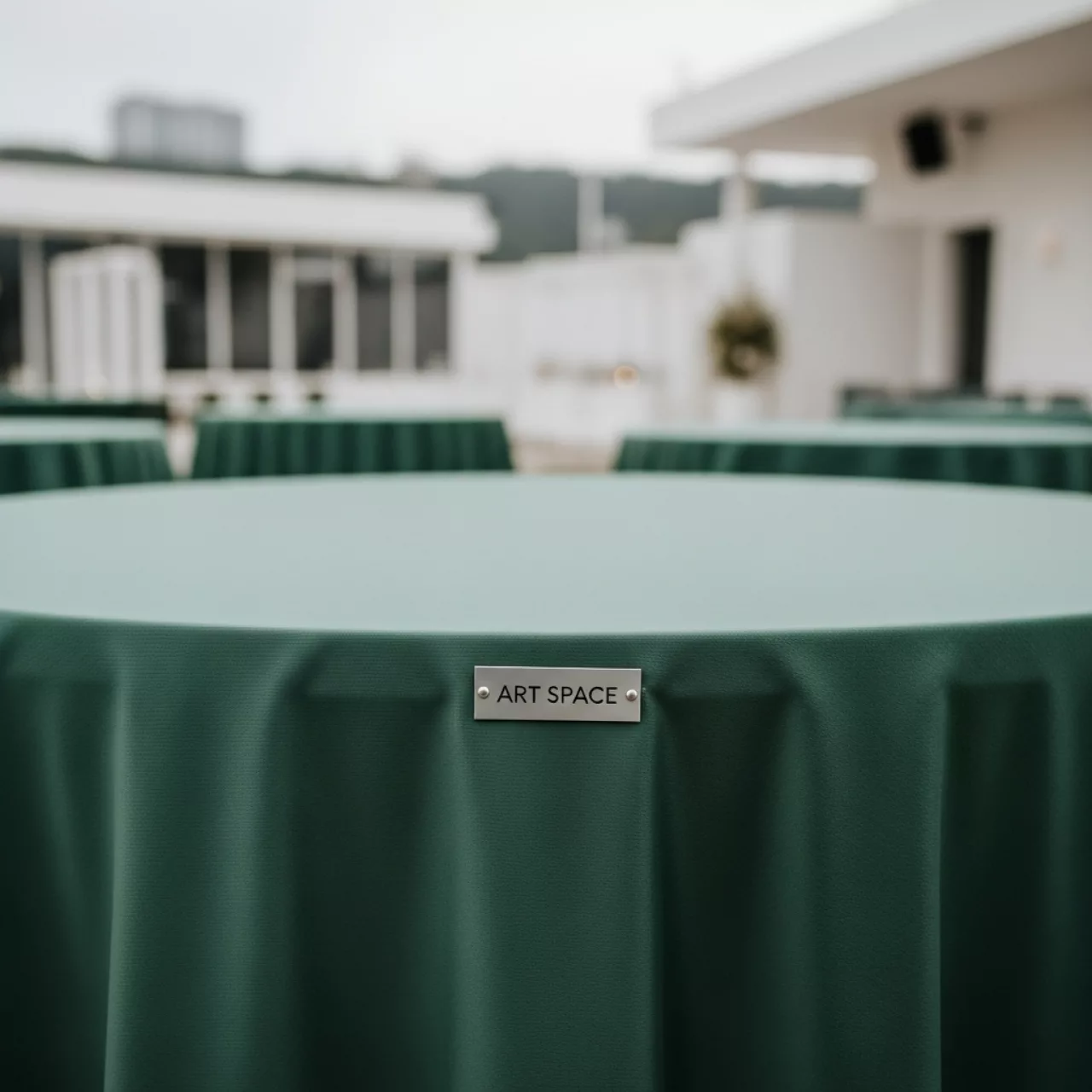 Аренда Скатерть бархатная круглая ИЛЕР эвкалиптовая 312 на пляжных клубах Хосты — ART SPACE