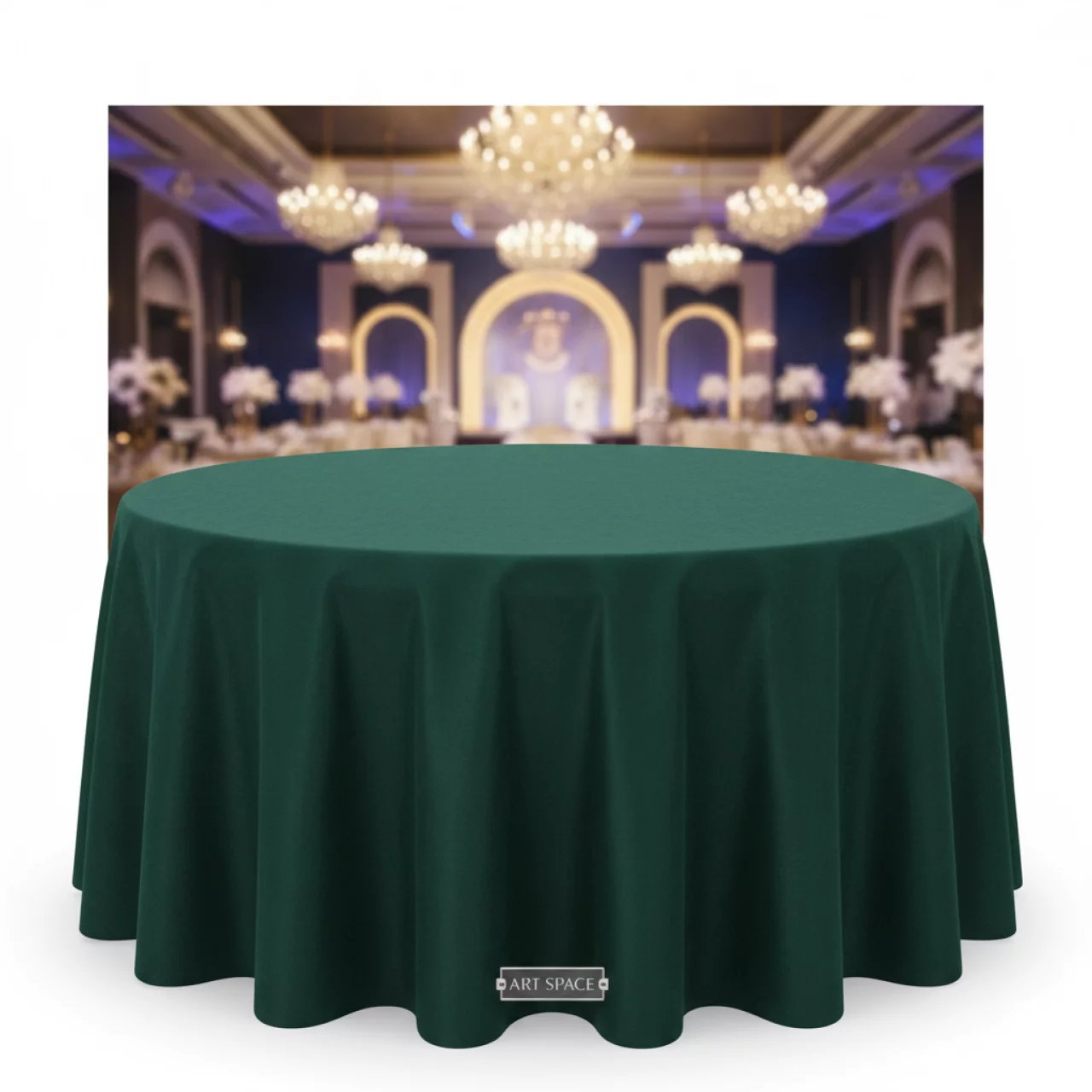 Аренда Скатерть бархатная круглая ИЛЕР зеленая 315 в Сириус Арене — ART SPACE