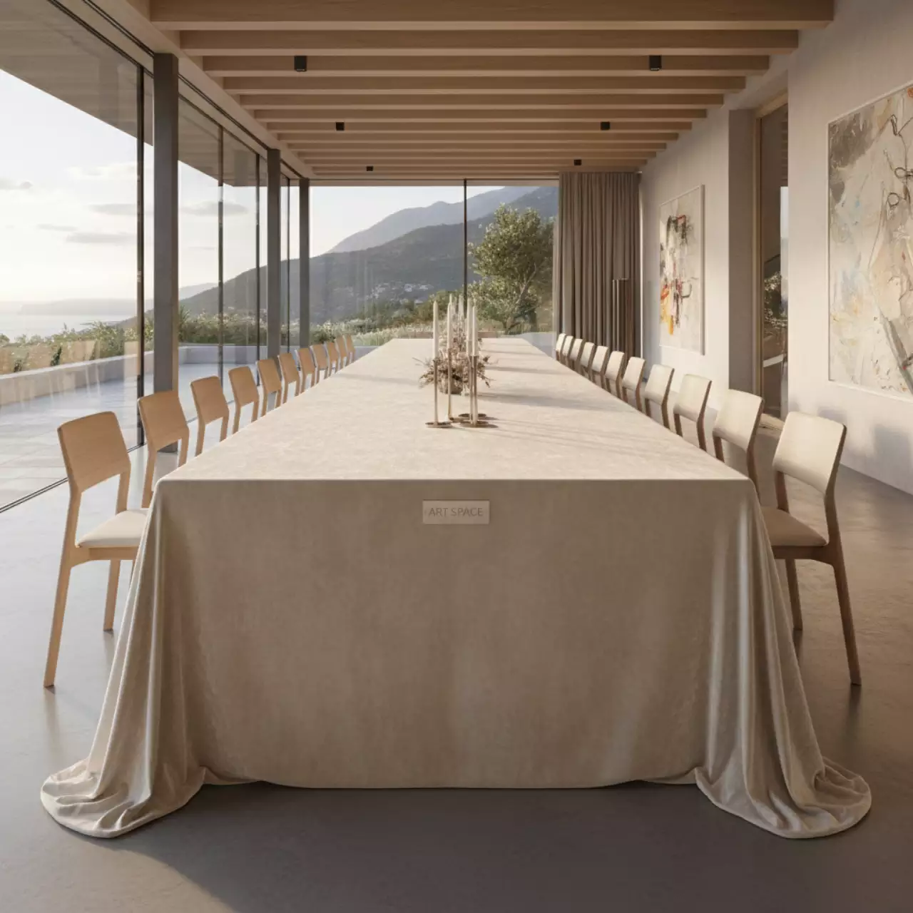 Аренда Скатерть бархатная прямоугольная Кокосовый Раф на вилле «Анна» — ART SPACE