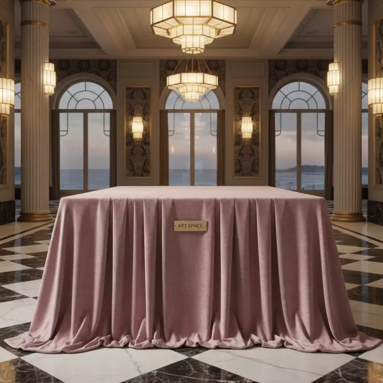 Аренда Скатерть бархатная прямоугольная "Розовая пудра" в пляжном комплексе VinoGrad — ART SPACE