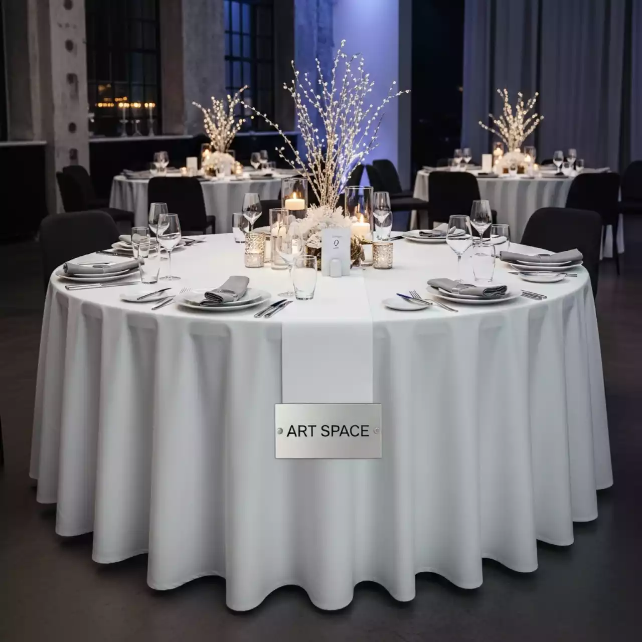 Аренда Скатерть белая круглая 300 см в Маринс Парк Отеле — ART SPACE