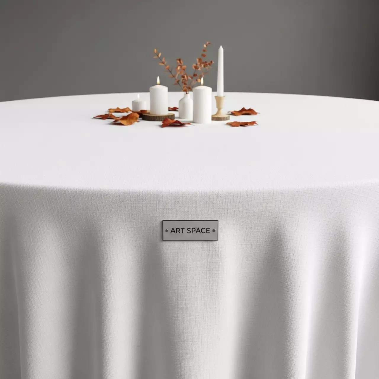 Аренда Скатерть белая круглая диаметр 280 см журавинка в Гранд Отель Сочи — ART SPACE