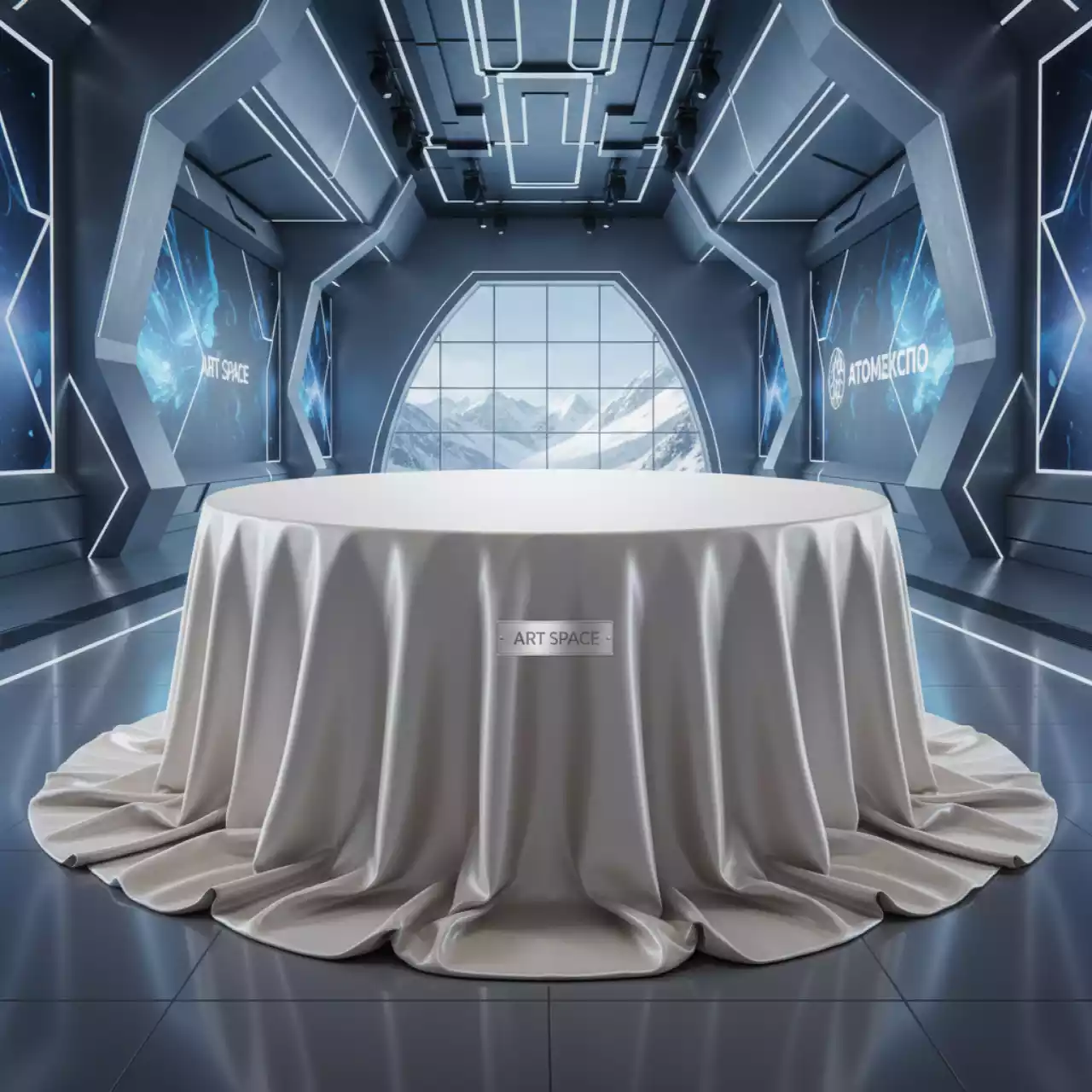 Аренда Скатерть белая шампань Ø330 см в Golden Tulip Rosa Khutor — ART SPACE