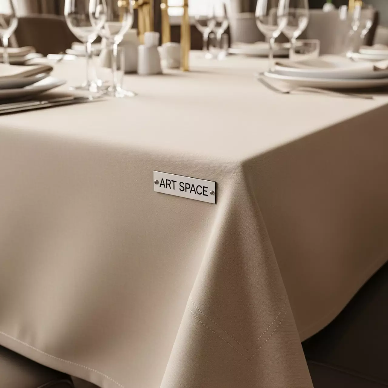 Аренда Скатерть бежевая 3,2х2,25 м евроугол в ресторане «Баран-Рапан» — ART SPACE