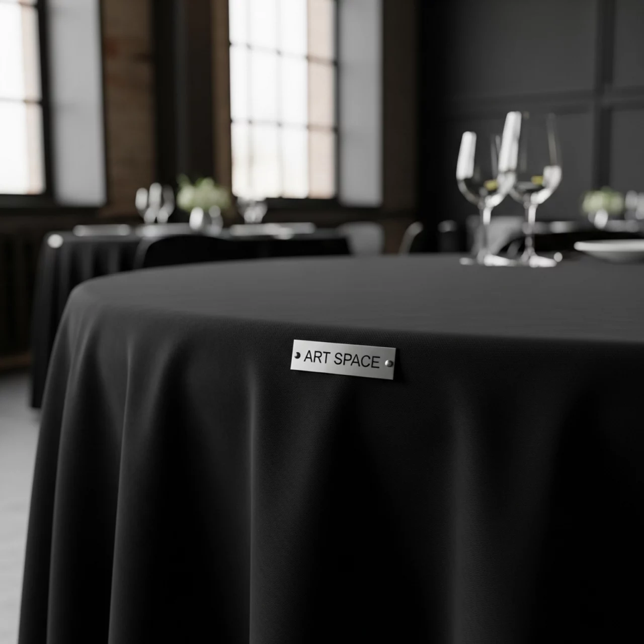 Аренда Скатерть черная круглая 230 см в Delta Sirius — ART SPACE