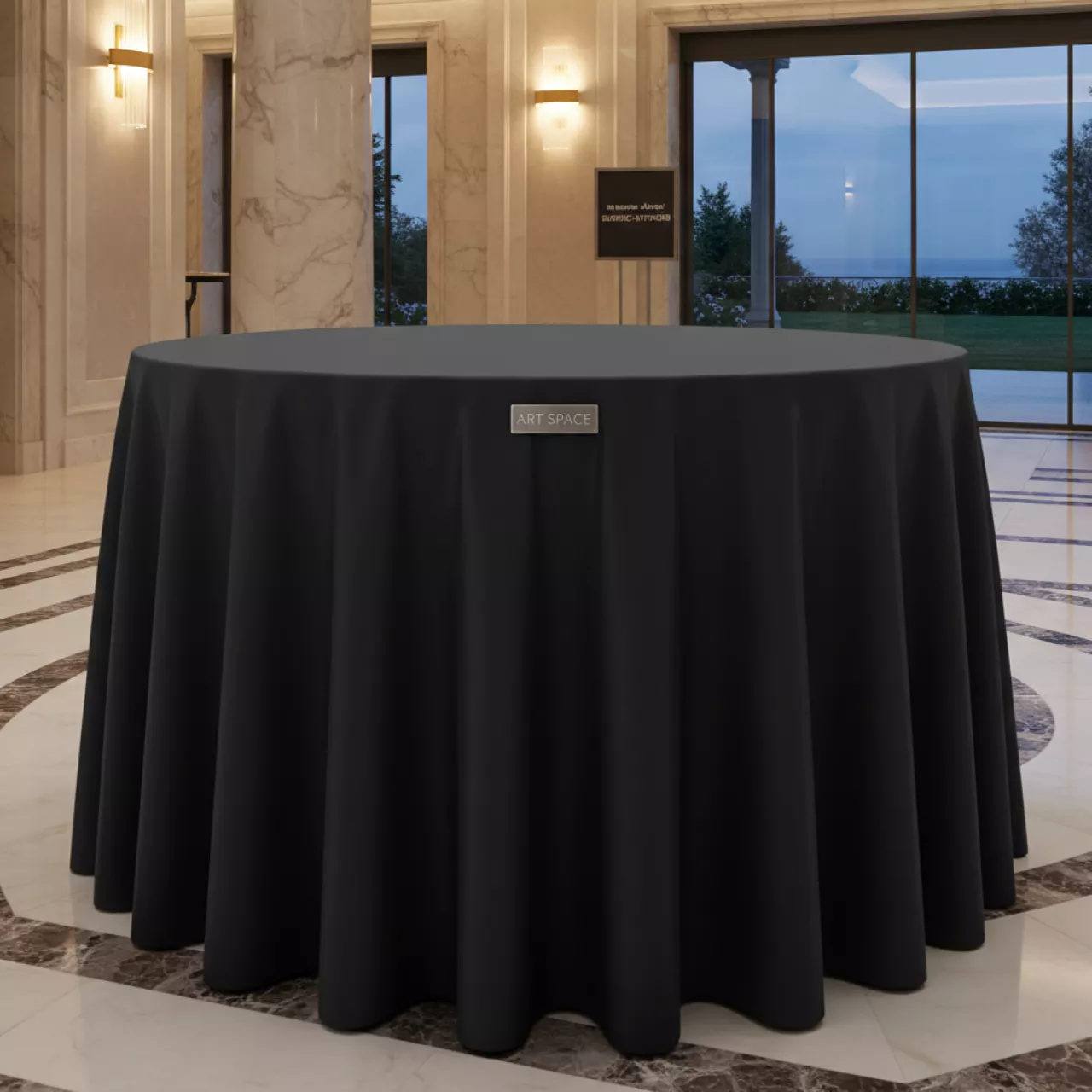 Аренда Скатерть черная на круглый стол ø180 см на вилле «Анна» — ART SPACE