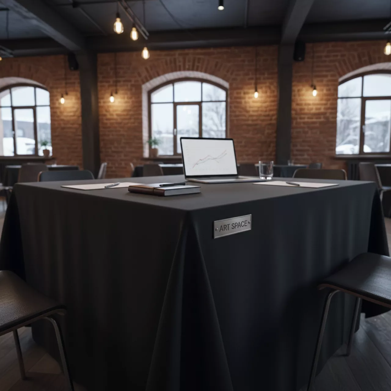 Аренда Скатерть черная прямоугольная 1,7х1,1 м в ресторане «Магеллан» — ART SPACE