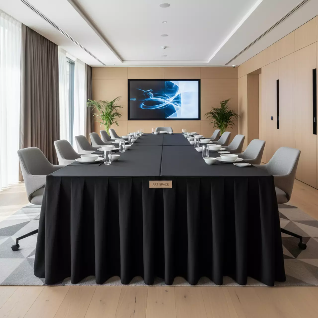 Аренда Скатерть черная прямоугольная 2,3х1,3 м в Rodina Grand Hotel & SPA — ART SPACE