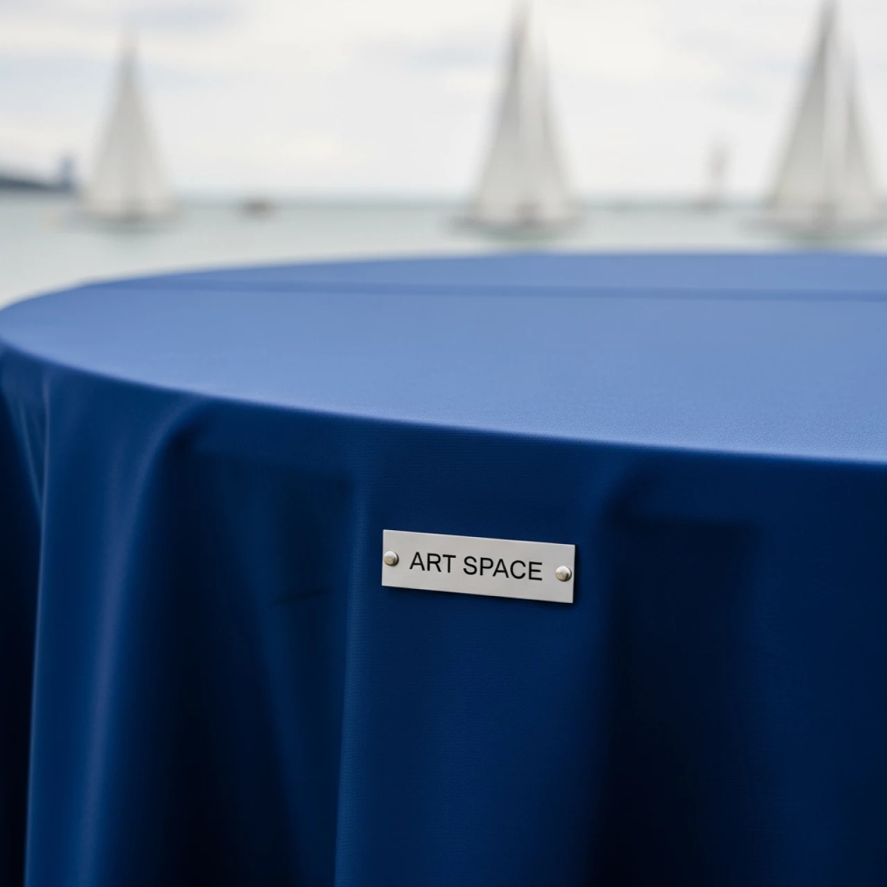 Аренда Скатерть голубая круглая диаметром 3,4 м на парусной регате (Сочи) — ART SPACE