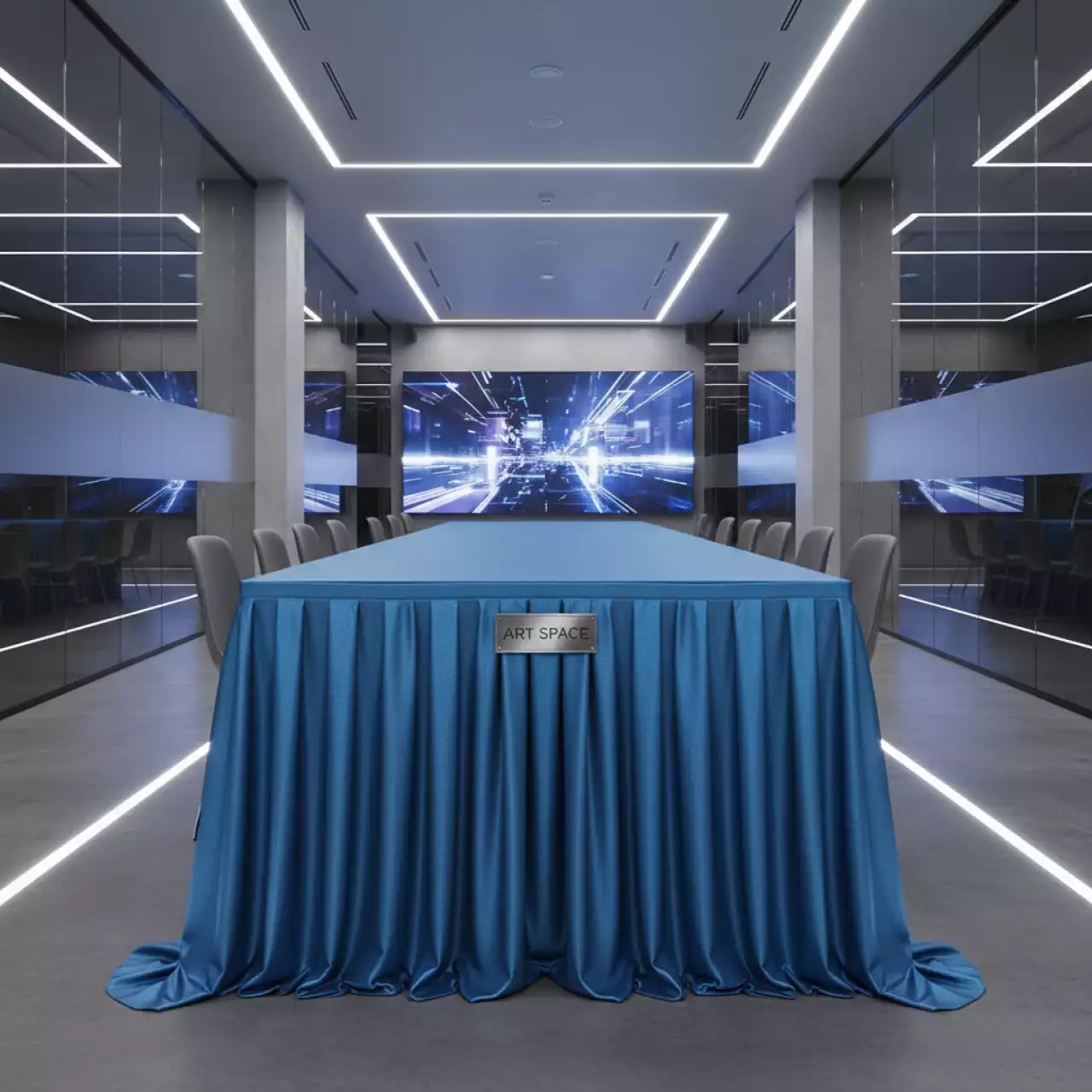 Аренда Скатерть голубая в казино «Сочи» — ART SPACE