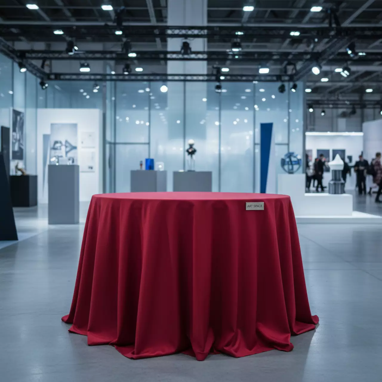 Аренда Скатерть красная круглая диаметр 180 см Ледовый дворец «Айсберг» — ART SPACE