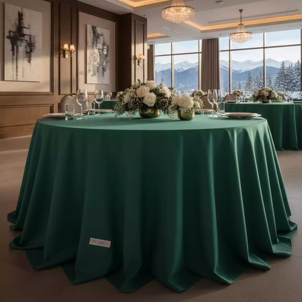 Аренда Скатерть круглая 3,2 м изумрудная в Rixos Krasnaya Polyana — ART SPACE