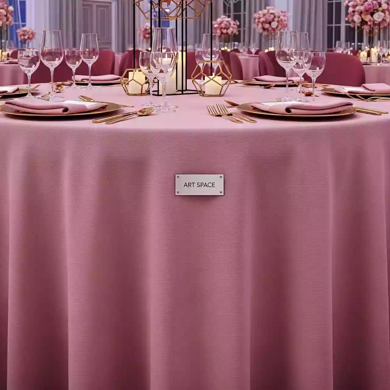 Аренда Скатерть круглая 3,2 м розовая пудра в Bridge Resort — ART SPACE