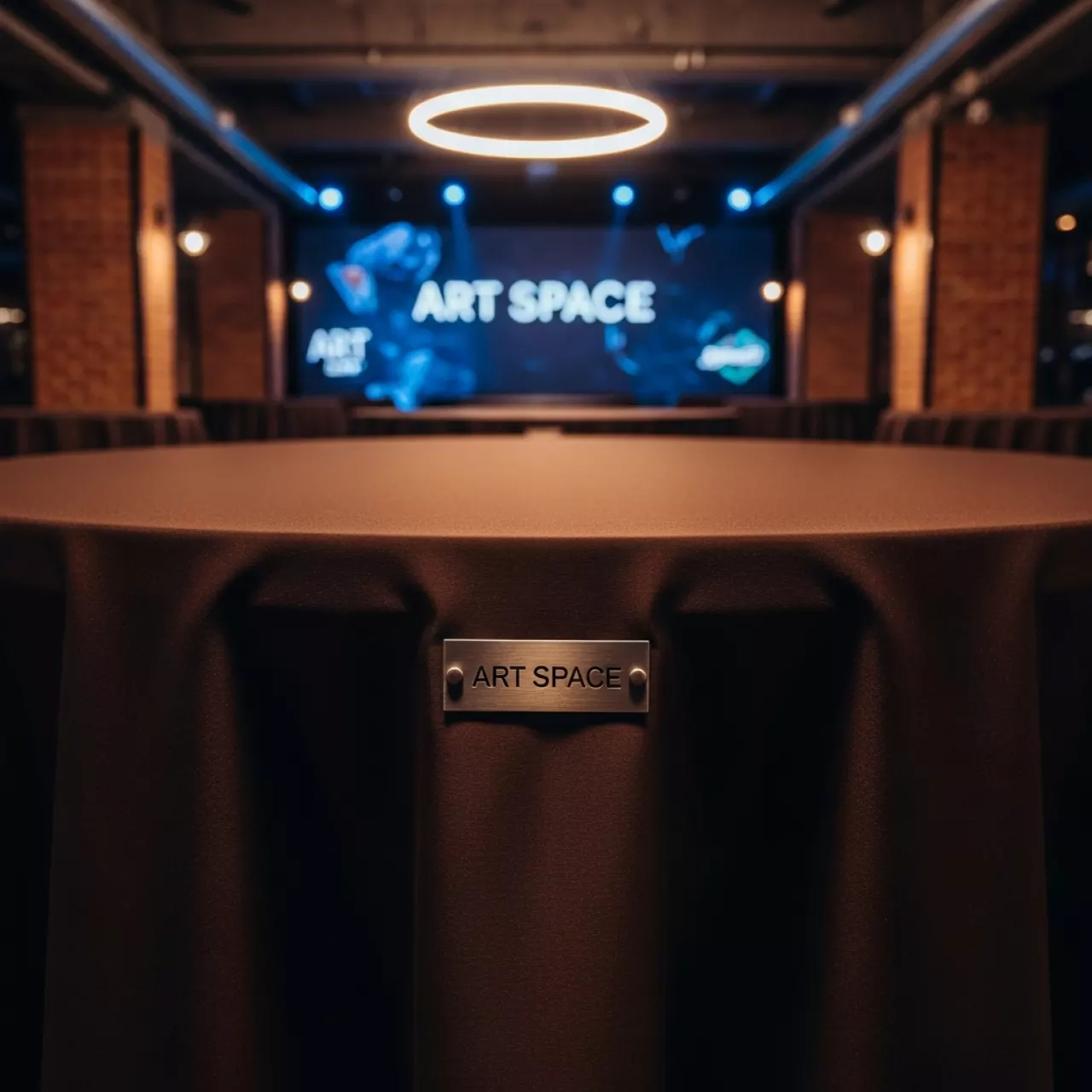 Аренда Скатерть круглая 3,2 м темный шоколад в санатории «Заполярье» — ART SPACE