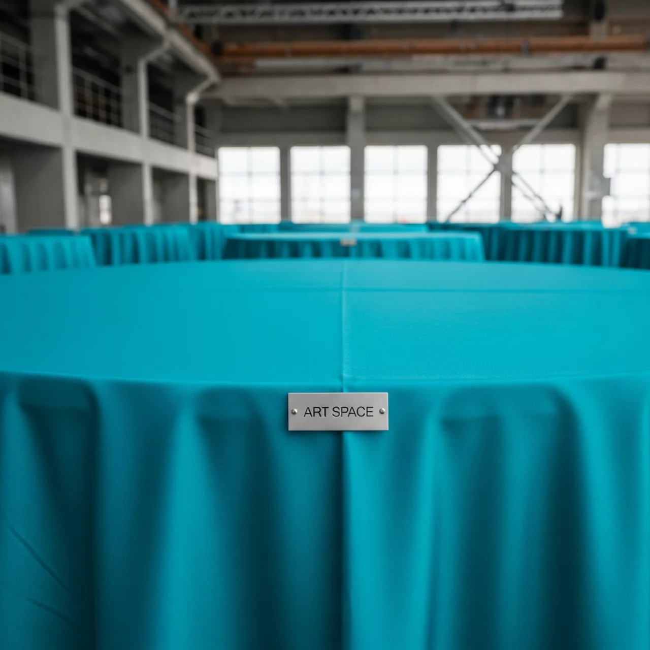 Аренда Скатерть круглая 3,3 м бирюзовая Профлайн на территории Морпорта Сочи — ART SPACE