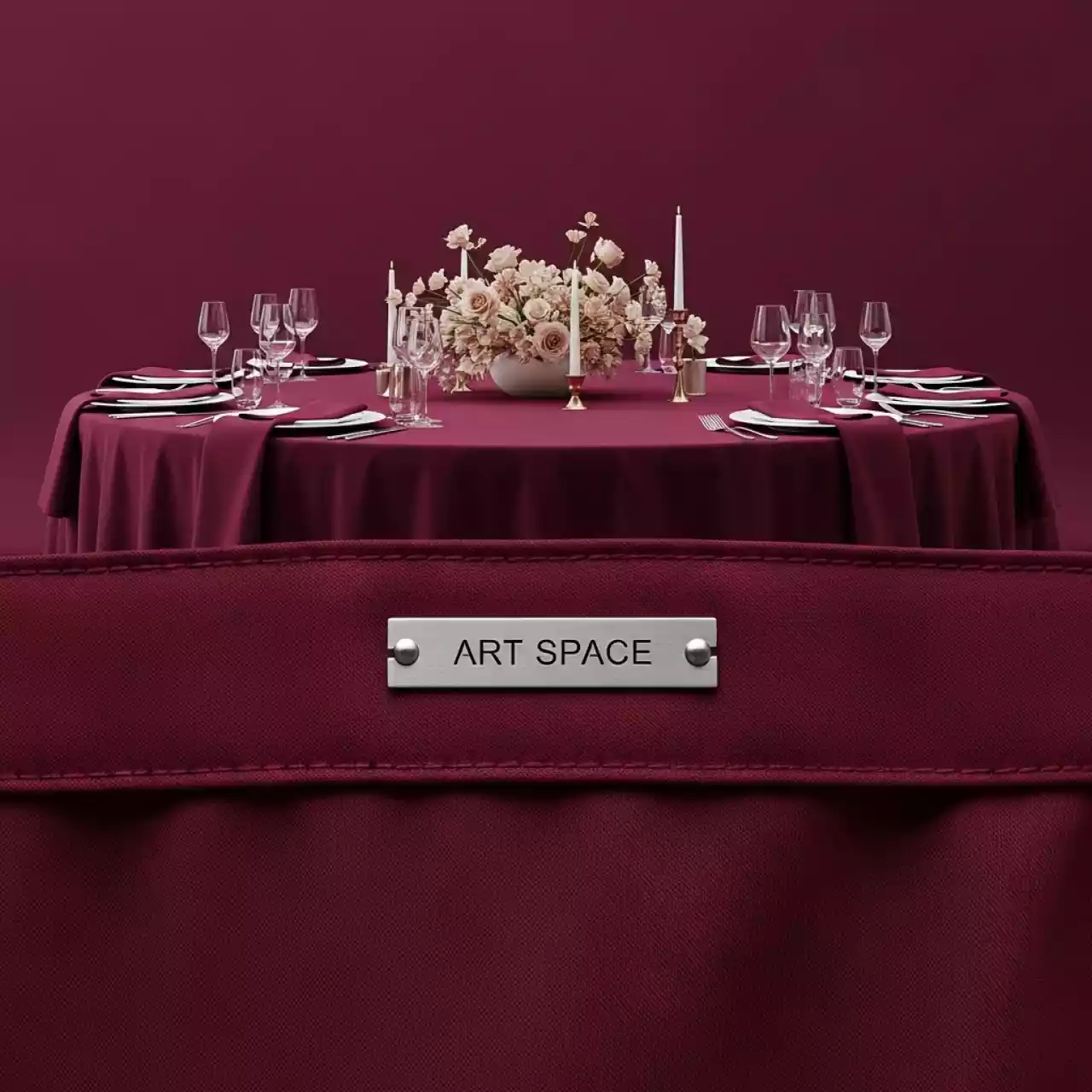 Аренда Скатерть круглая 3,3 м Бургундия Профлайн в Cosmos Sochi Hotel — ART SPACE