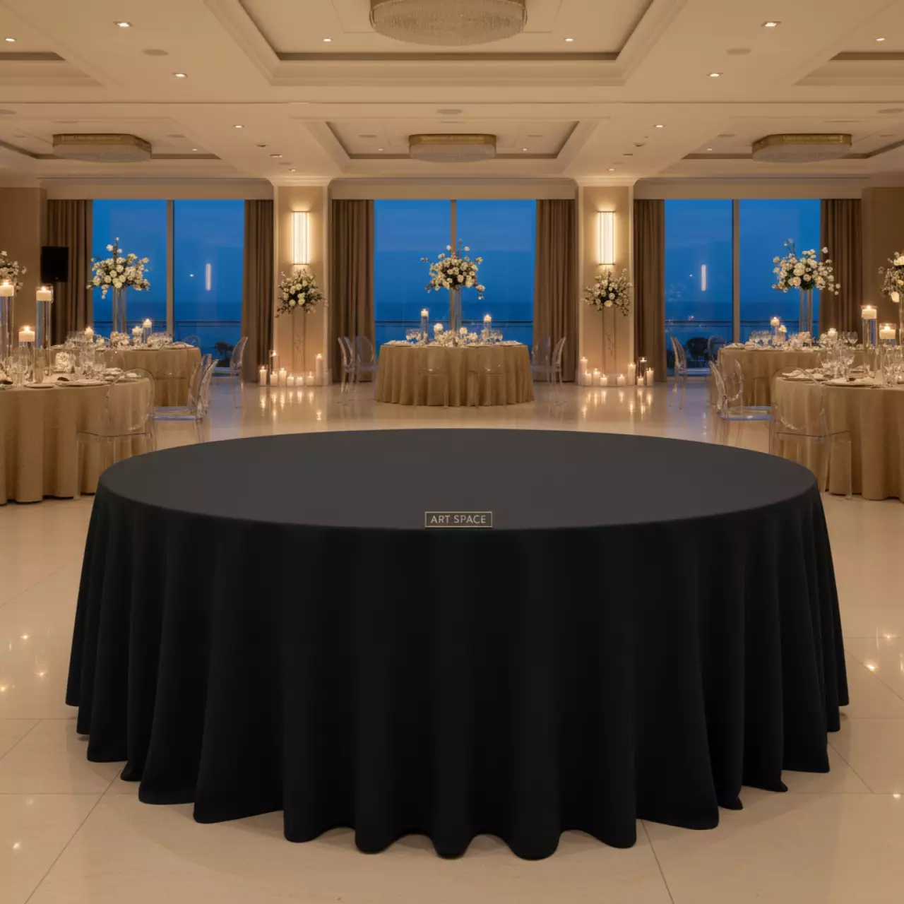 Аренда Скатерть круглая 3,3 м чёрная Профлайн в отеле Hyatt Regency Sochi — ART SPACE