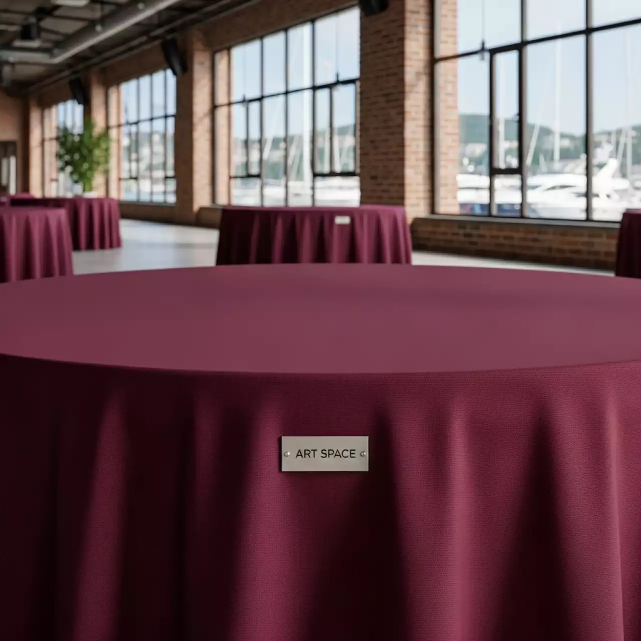 Аренда Скатерть круглая 3,3 м цвета бургундия Профлайн на парусной регате (Сочи) — ART SPACE