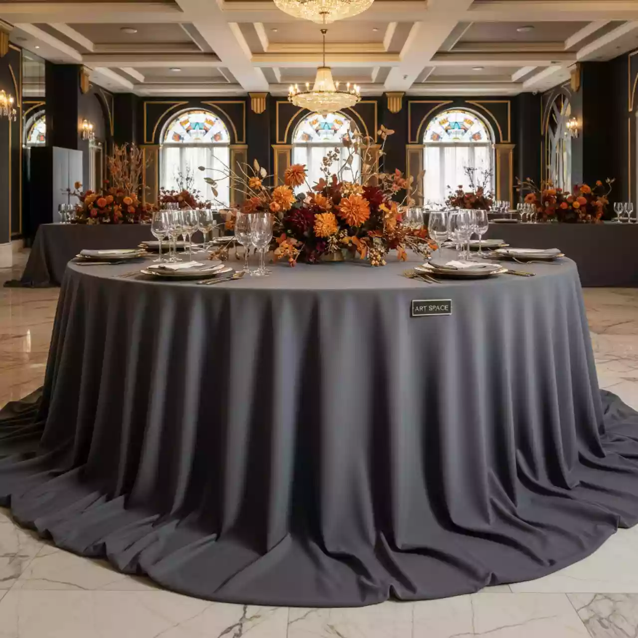 Аренда Скатерть круглая 3,3 м серая Профлайн в City Park Hotel Sochi — ART SPACE