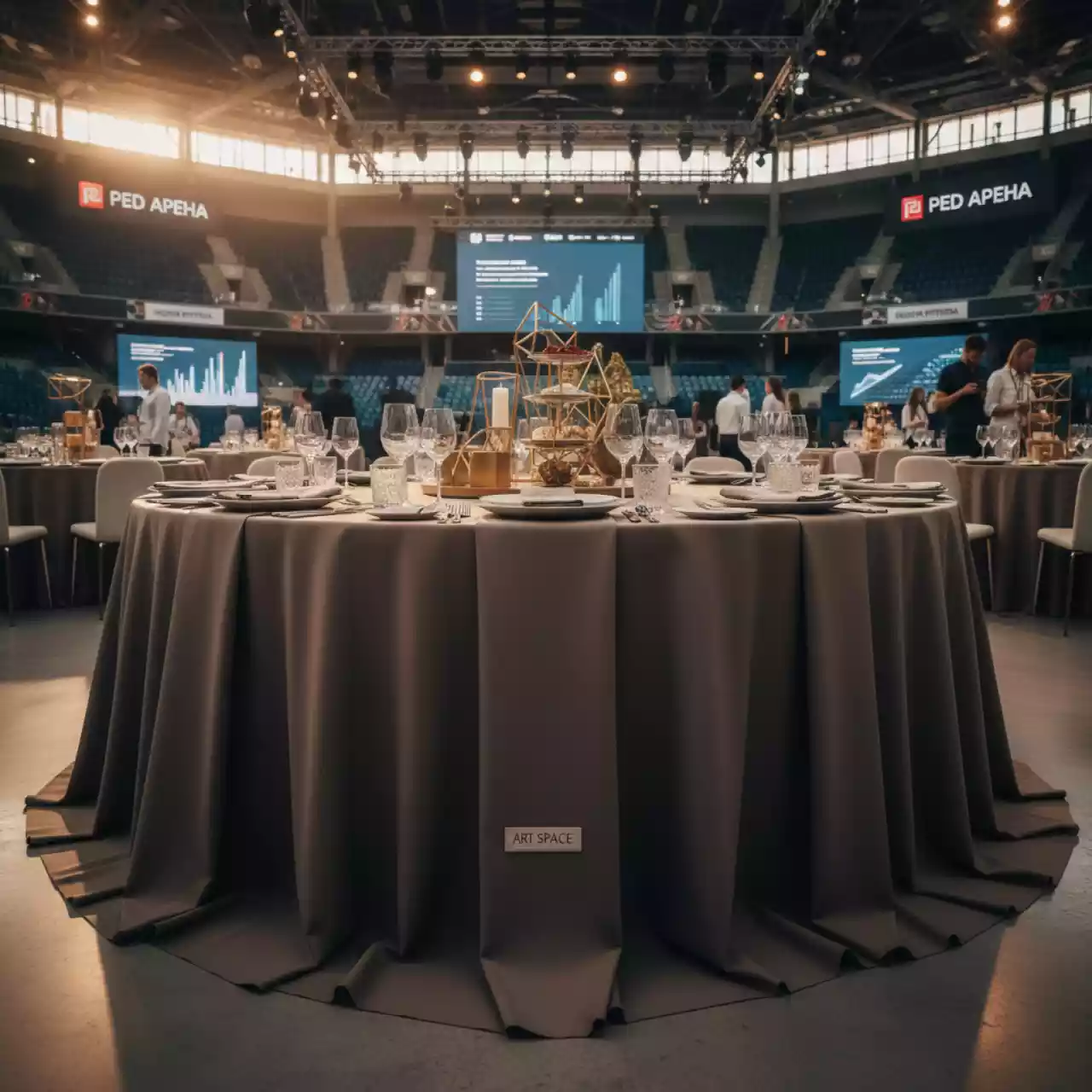 Аренда Скатерть круглая 3,3 м темно бежевая Профлайн в Red Arena — ART SPACE