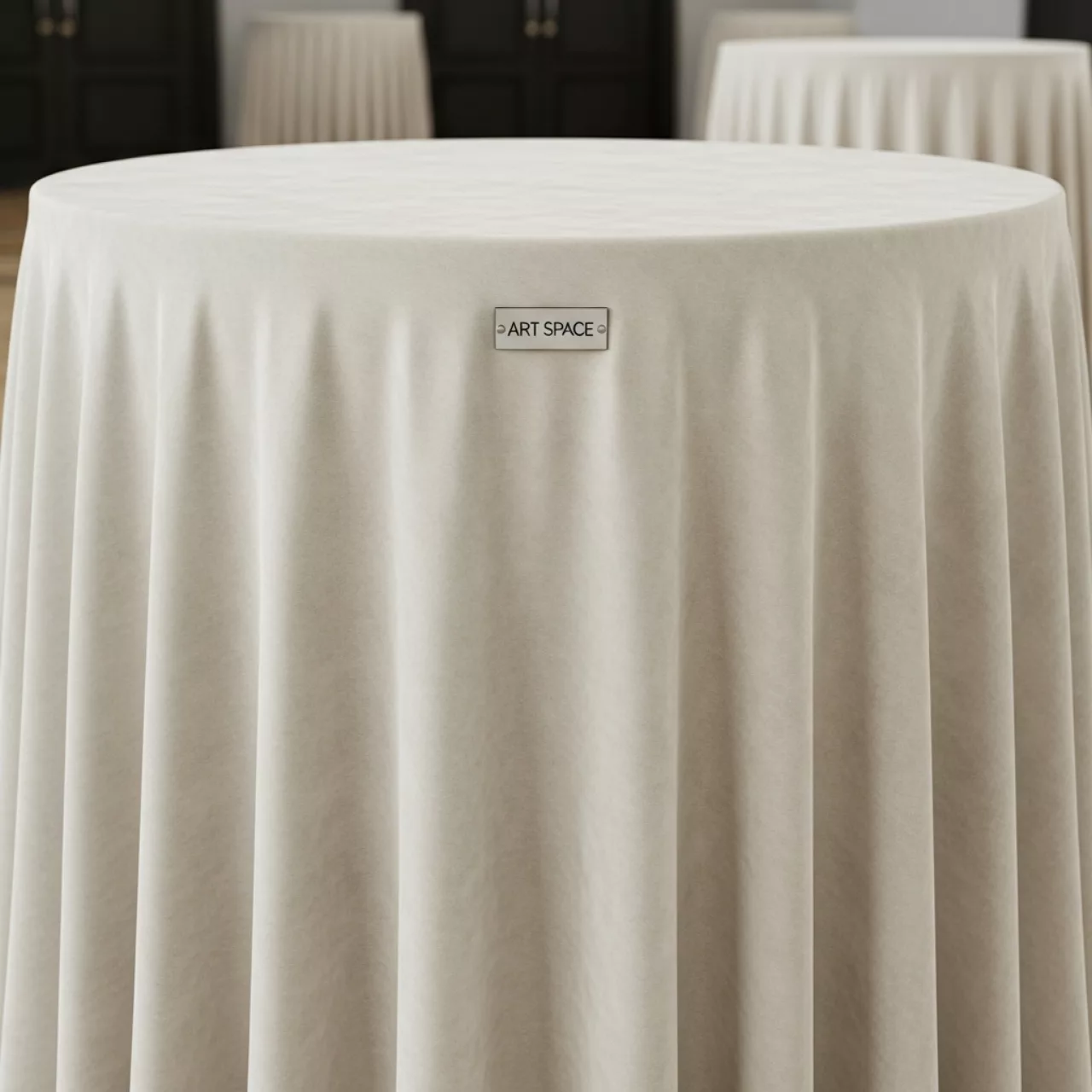 Аренда Скатерть круглая "Бархат" слоновая кость 3300 мм в Omega Sirius — ART SPACE
