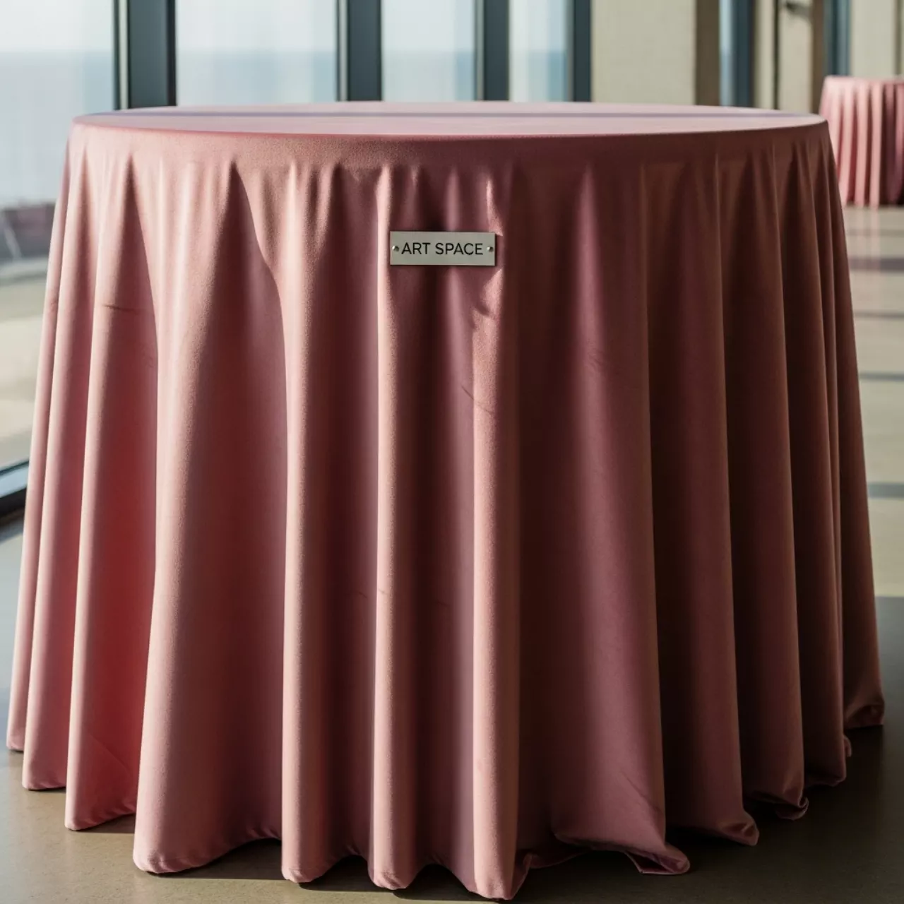 Аренда Скатерть круглая бархатная пыльно розовая 3300 мм на пляжных клубах Хосты — ART SPACE
