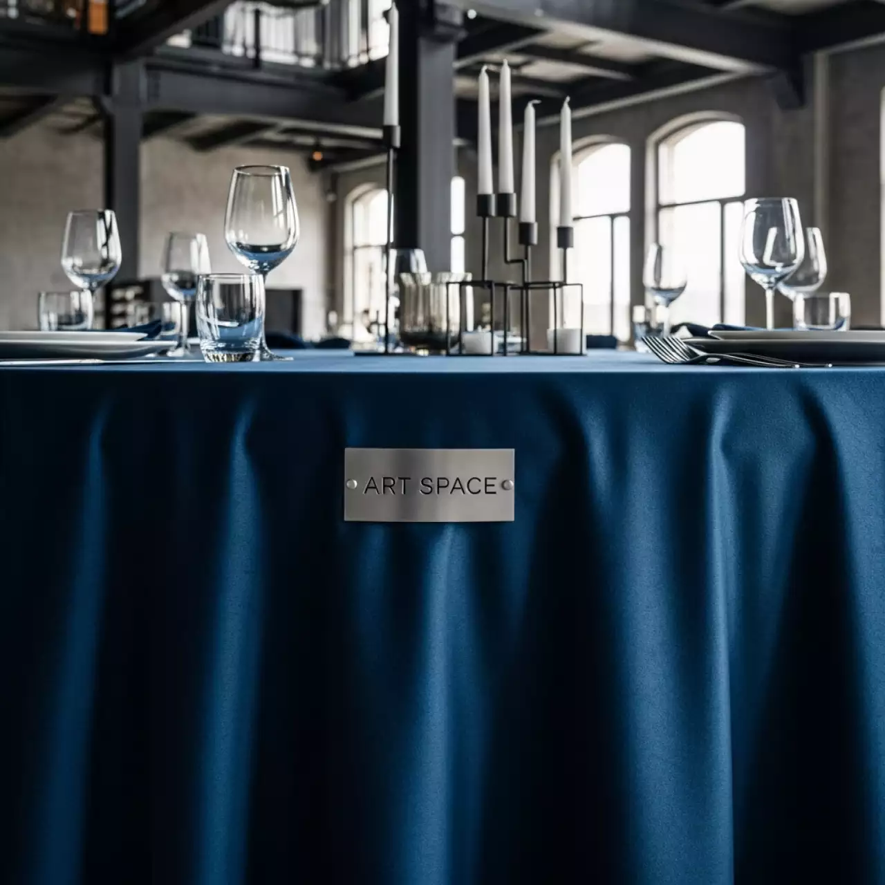 Аренда Скатерть круглая бархатная синяя Альт в отеле «Звездный» — ART SPACE