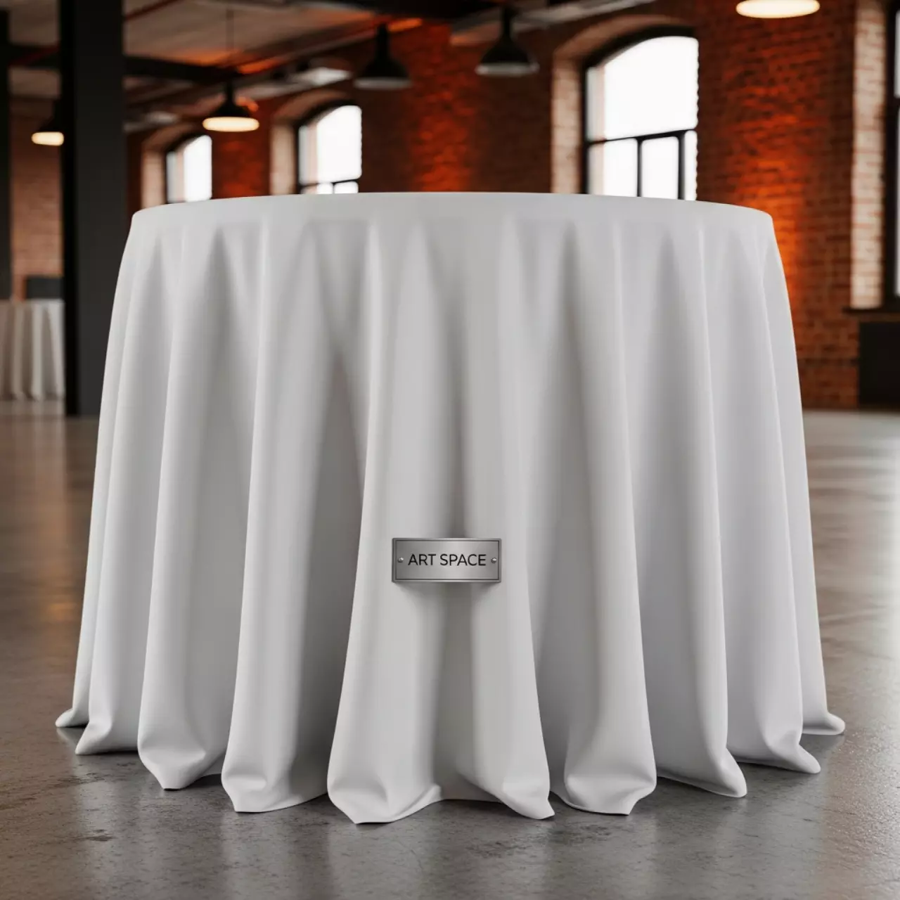 Аренда Скатерть круглая белая диаметр 3,30 м на Медальной площади — ART SPACE
