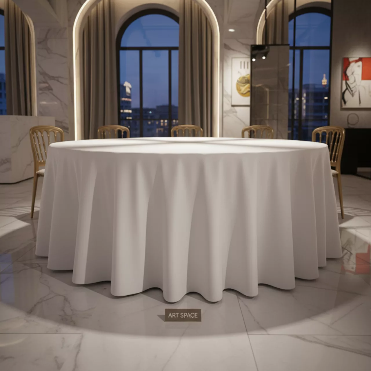 Аренда Скатерть круглая белая диаметр 3,3 м в Stella di Mosca — ART SPACE