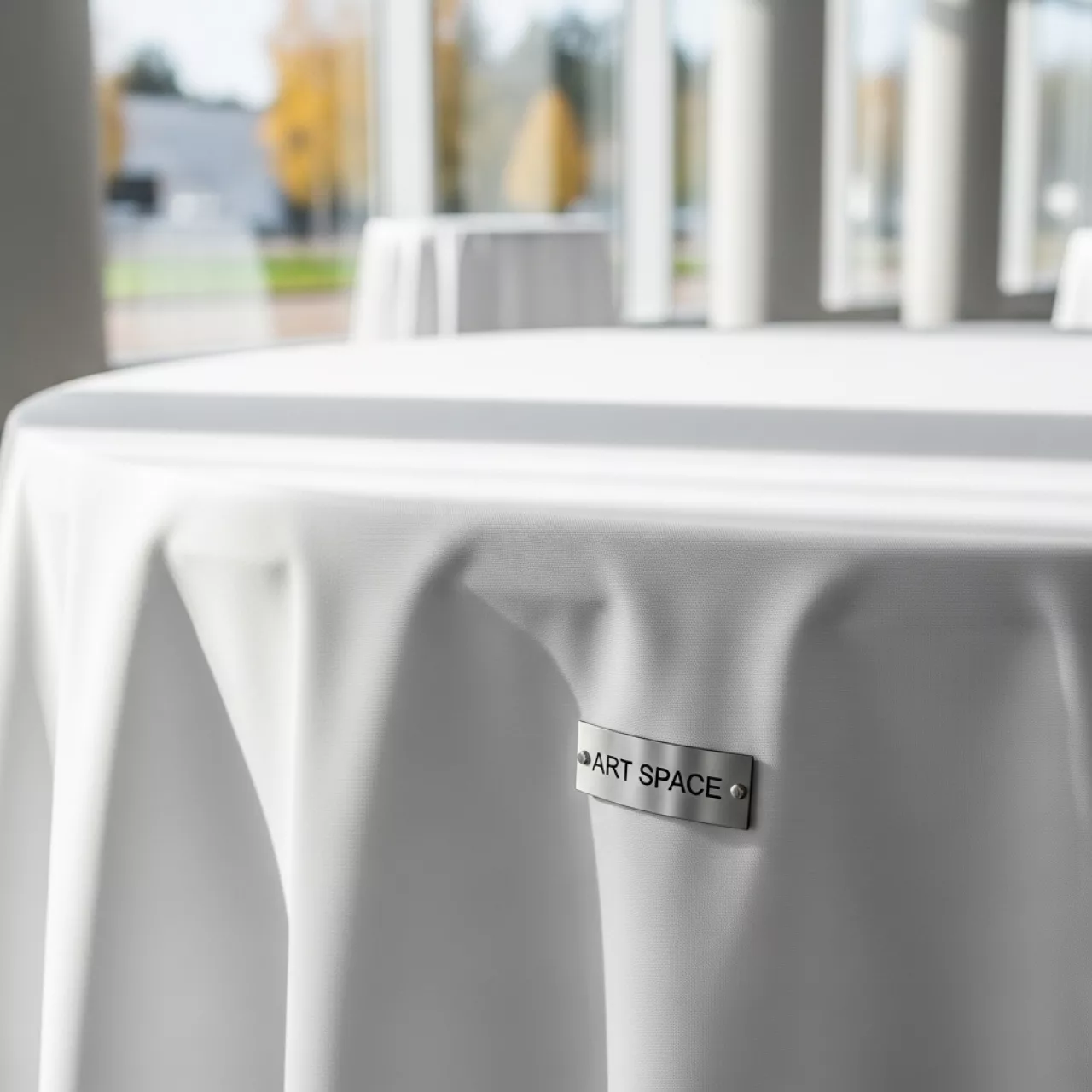 Аренда Скатерть круглая белая диаметром 2,7 м в санатории «Русь» — ART SPACE
