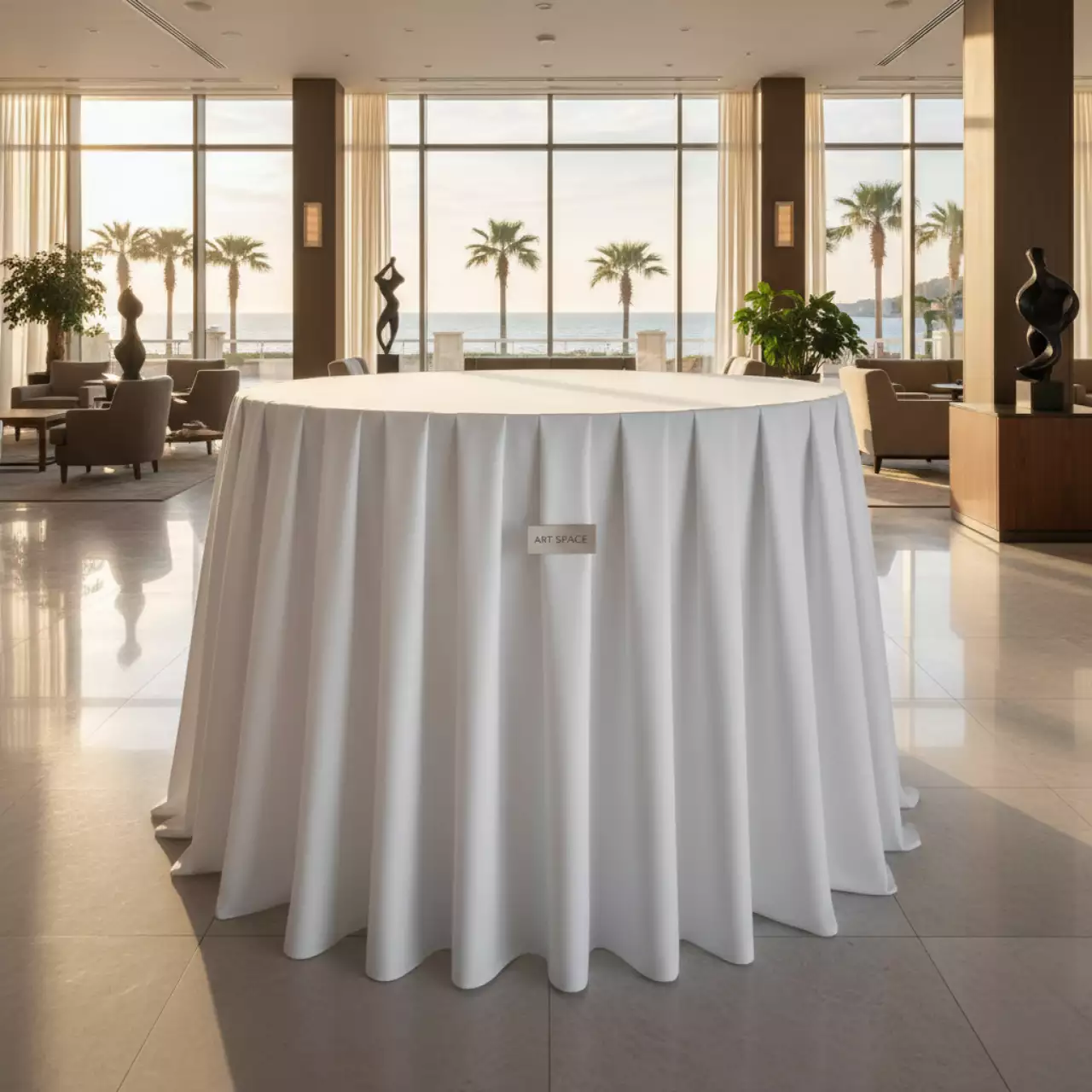Аренда Скатерть круглая белая Профлайн 3 м в отеле Hyatt Regency Sochi — ART SPACE