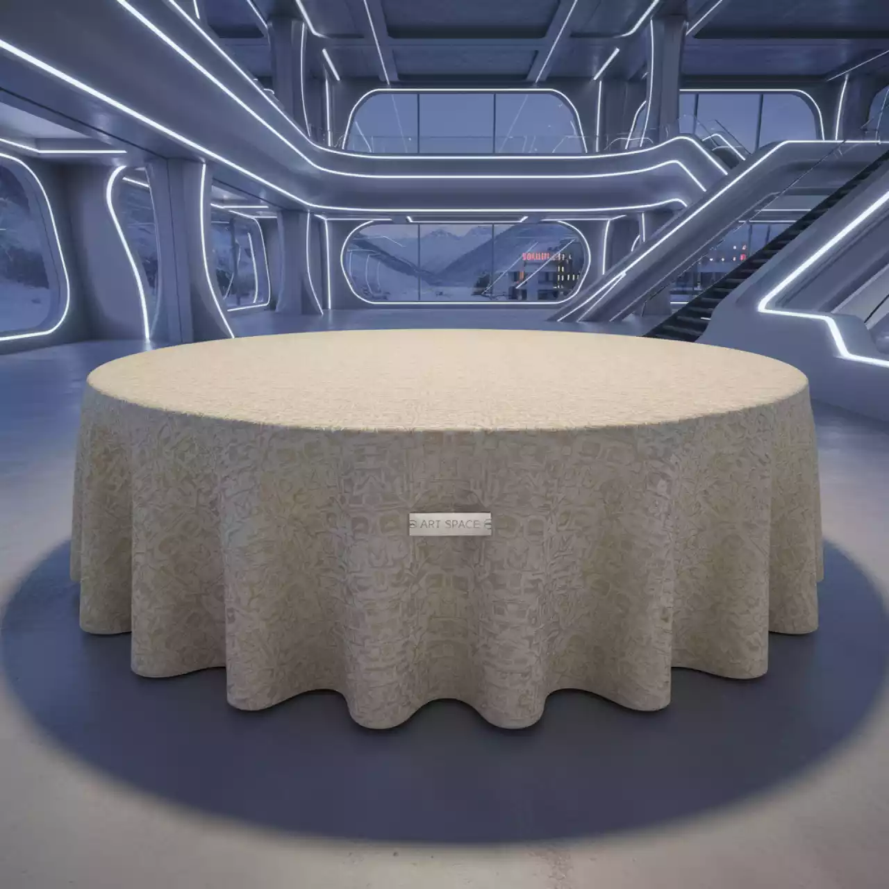 Аренда Скатерть круглая бежевая "Жаккард" 3 м в Mercure Сочи Центр — ART SPACE