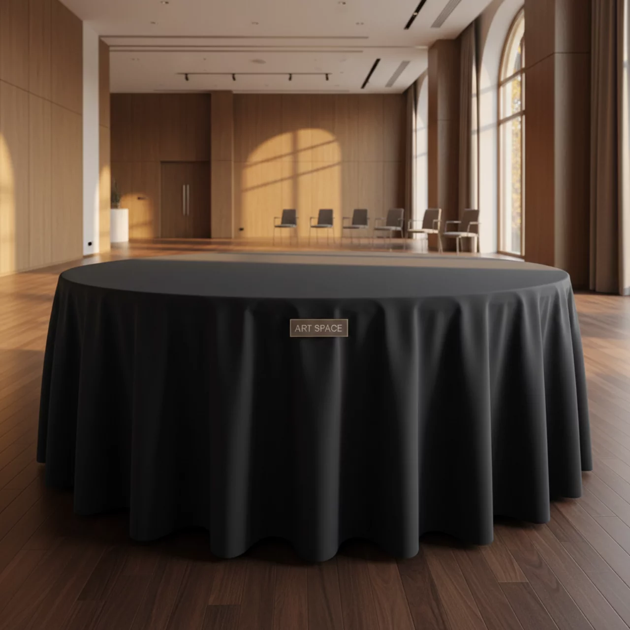 Аренда Скатерть круглая черная диаметр 2,7 м в санатории «Русь» — ART SPACE