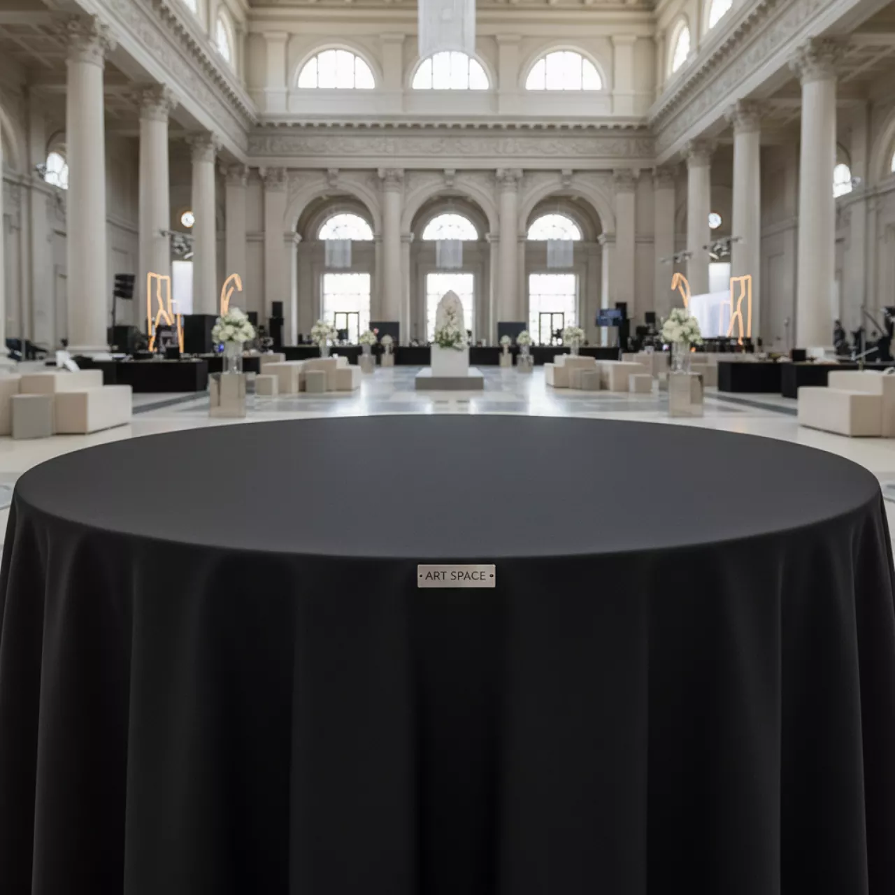 Аренда Скатерть круглая чёрная Профлайн 2,7 м в Ледовом дворце «Айсберг» — ART SPACE
