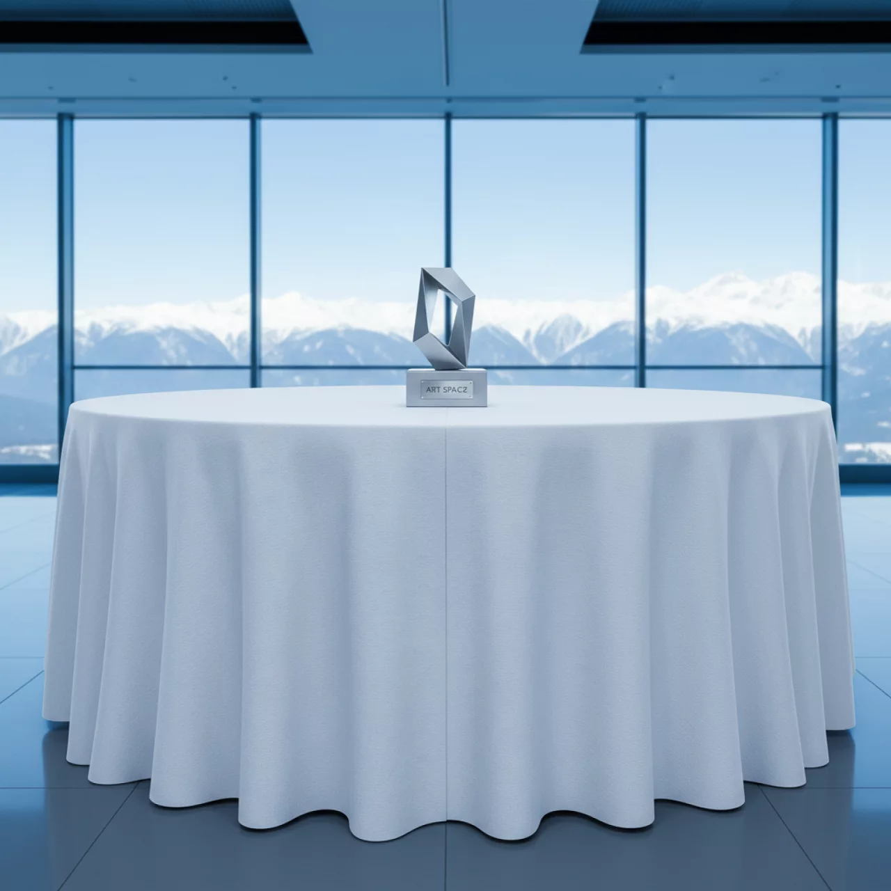 Аренда Скатерть круглая D 3000 журавинка белая гладь со стачным швом в Rixos Krasnaya Polyana — ART SPACE