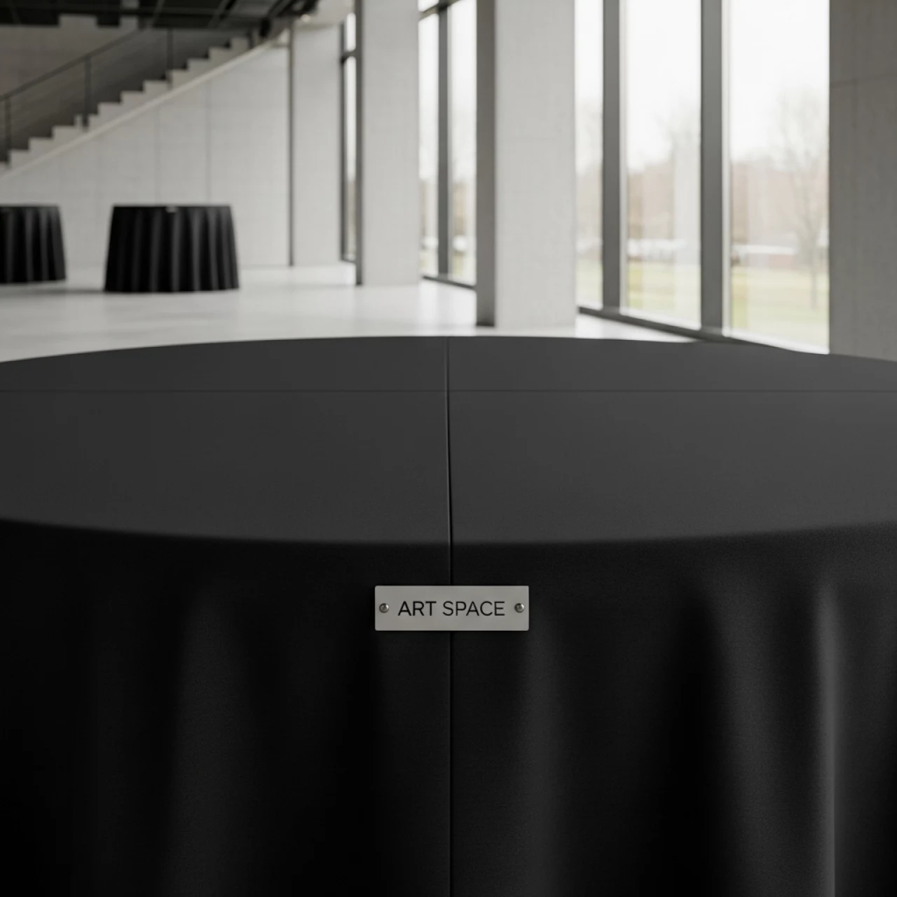 Аренда Скатерть круглая диаметр 2,65 м габардин черная шов по центру в Radisson Blu Resort & Congress Centre — ART SPACE