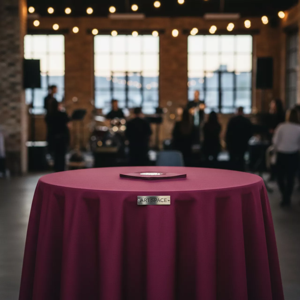 Аренда Скатерть круглая для коктейльного стола черничная в ресторане «Brunello» — ART SPACE
