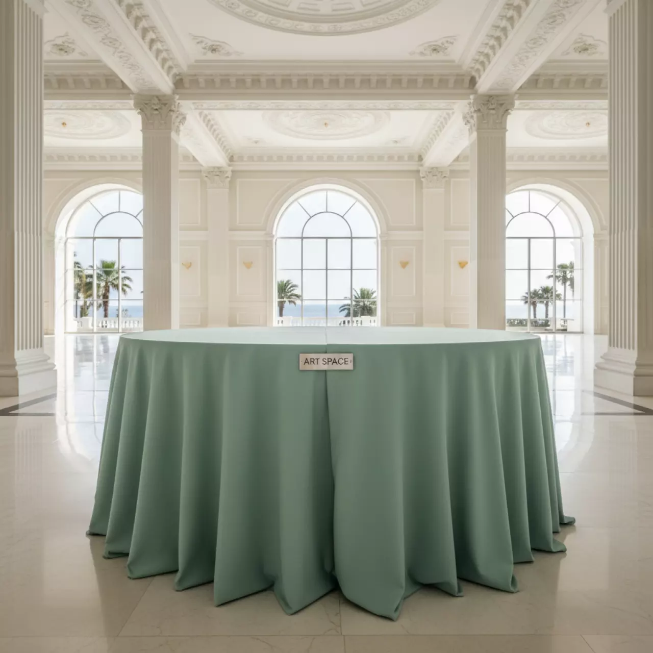 Аренда Скатерть круглая фисташка в Ледовом дворце «Айсберг» — ART SPACE