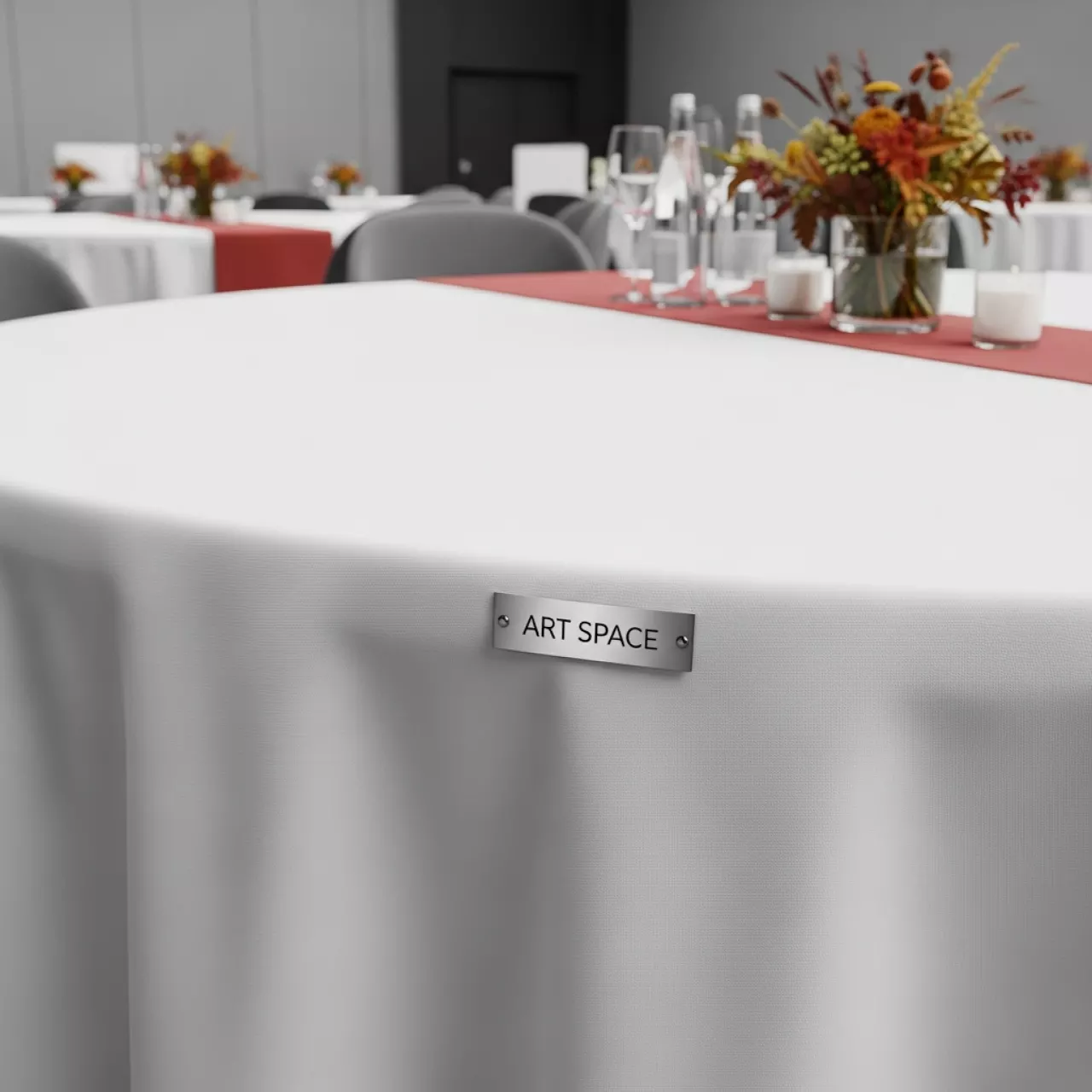 Аренда Скатерть круглая габардин белая D2500 в зале «Чайка» (Морпорт) — ART SPACE