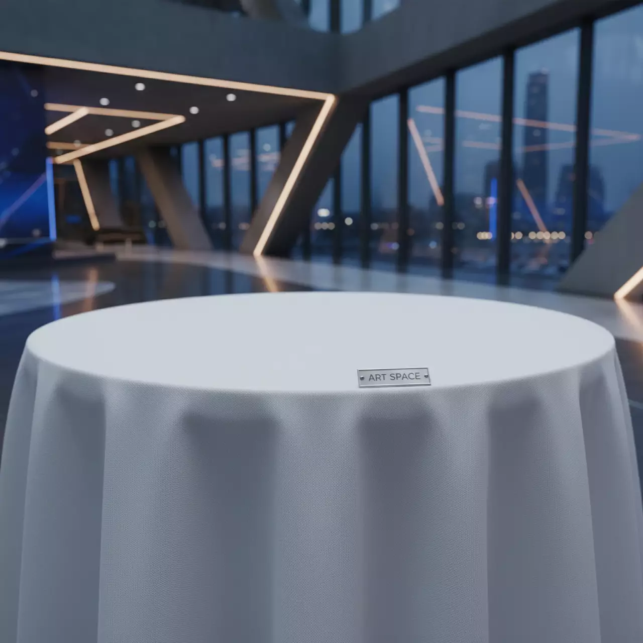 Аренда Скатерть круглая габардин белая диаметр 3 м в Университете «Сириус» — ART SPACE