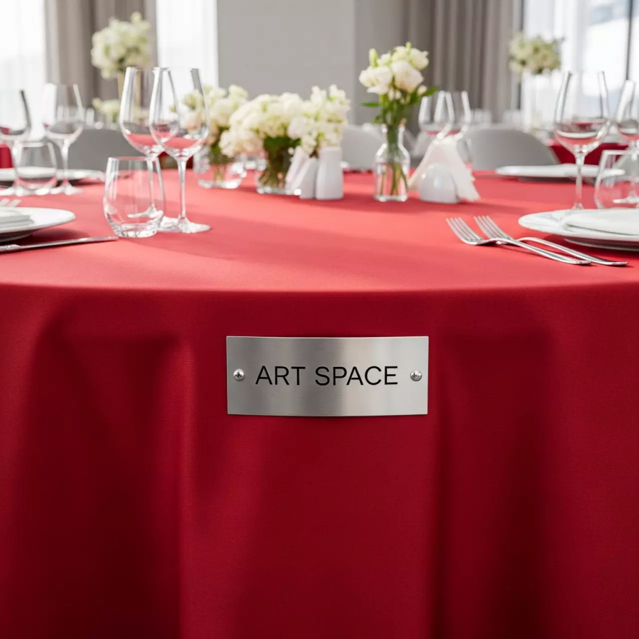 Аренда Скатерть круглая Габардин красная 3300 мм в ресторане «Плакучая Ива» — ART SPACE
