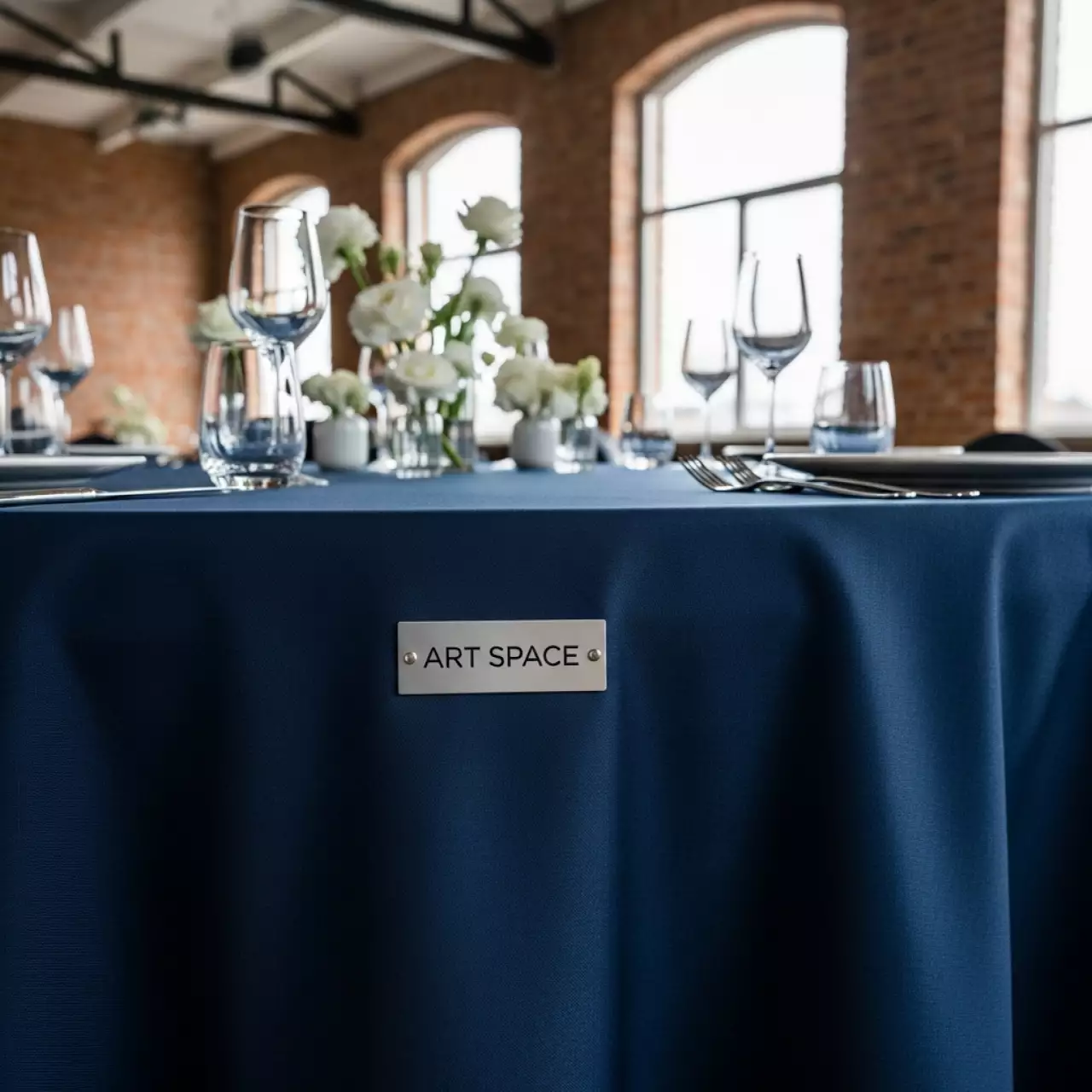 Аренда Скатерть круглая габардин синяя в Karat Resort — ART SPACE