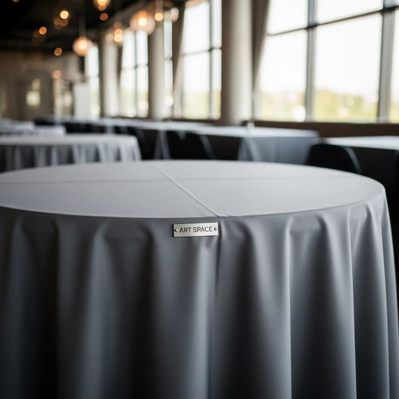 Аренда Скатерть круглая габардиновая бесшовная Тенор серая в ресторане «D.O.M» — ART SPACE
