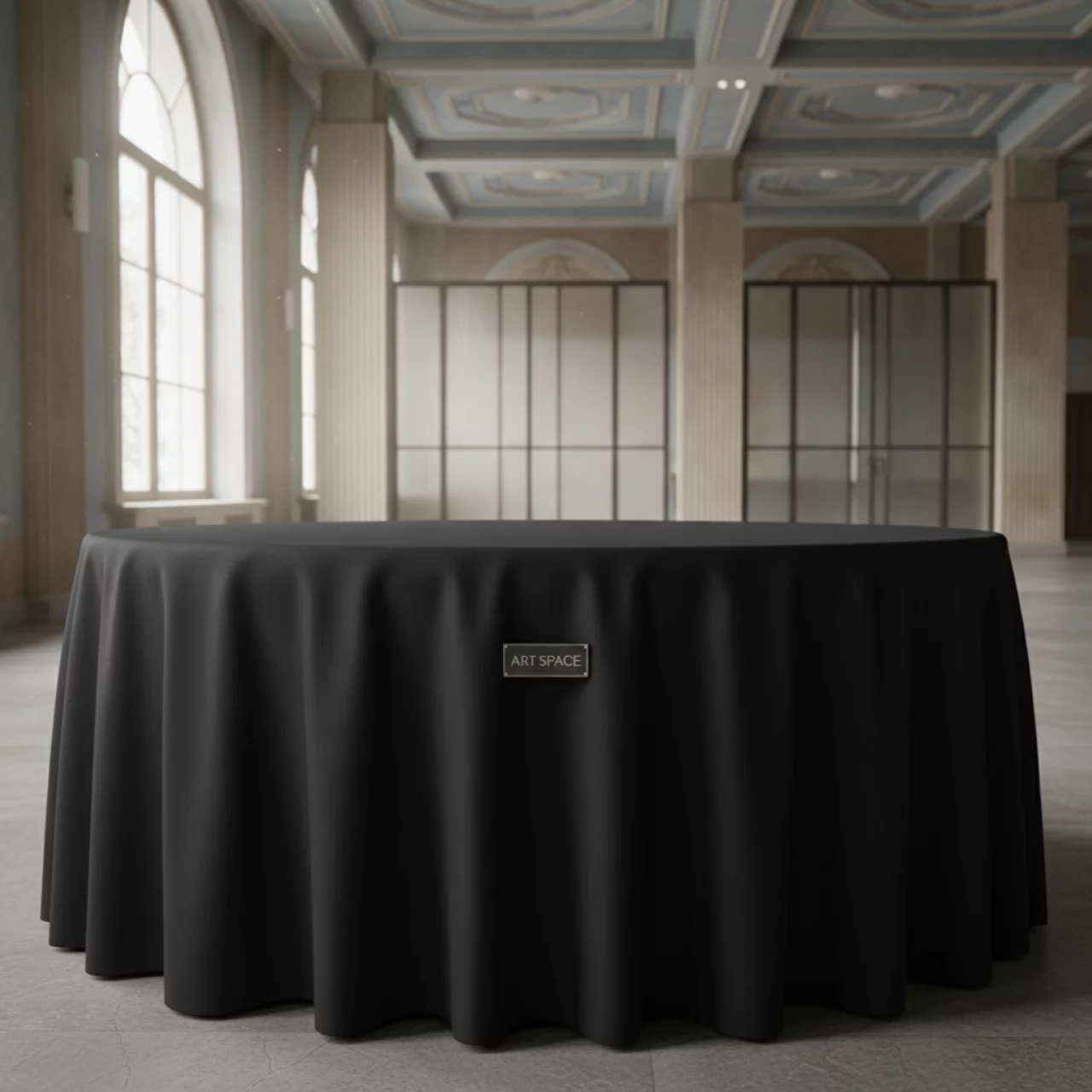 Аренда Скатерть круглая габардиновая черная 3300 мм в санатории «Сочи» — ART SPACE
