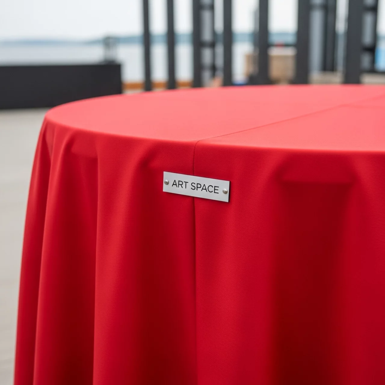 Аренда Скатерть круглая габардиновая Рондо красная на парусной регате (Сочи) — ART SPACE