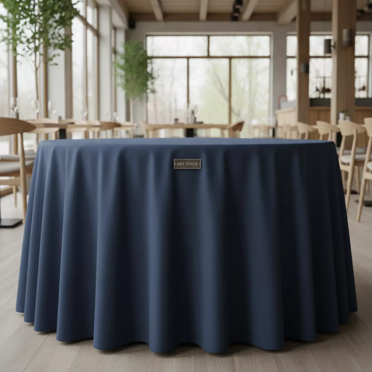 Аренда Скатерть круглая габардиновая темно синяя Рондо в ресторане «Магадан» — ART SPACE
